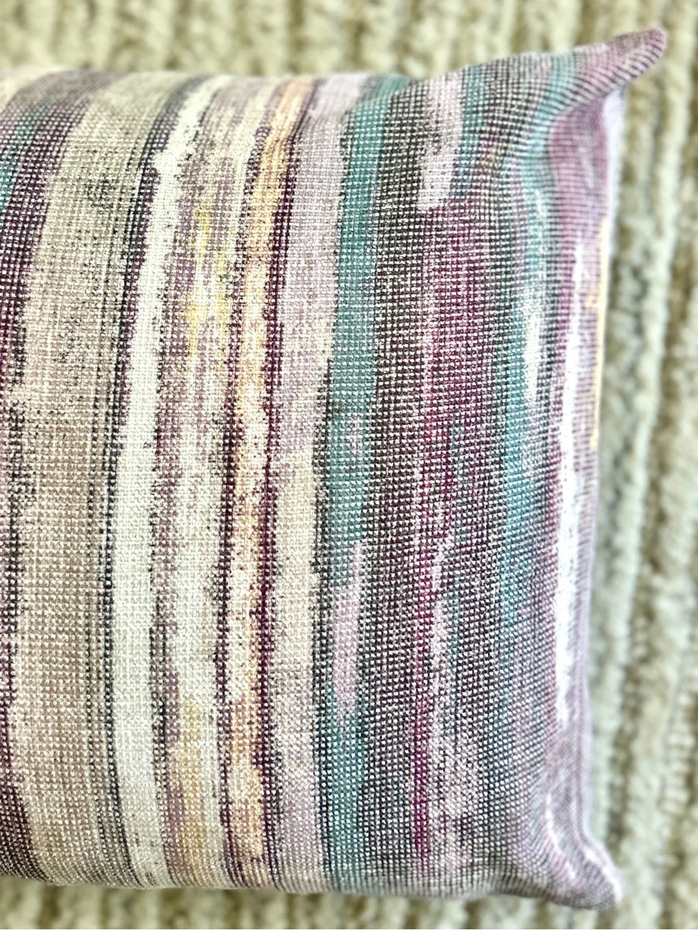 Striped Blue Lavender and Cream Lumbar Pillow Covers / Shams - Home Accents